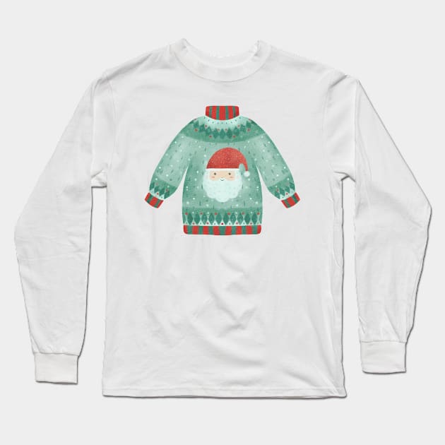 Santa Christmas sweater Long Sleeve T-Shirt by shoko